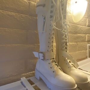 Current mood white vegan leather pocket boot